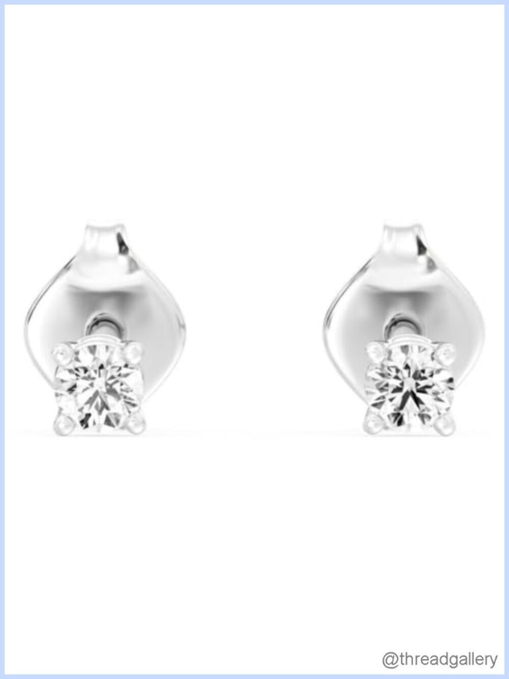 Lab Grown Diamond Stud Earrings Sterling Silver Push Back